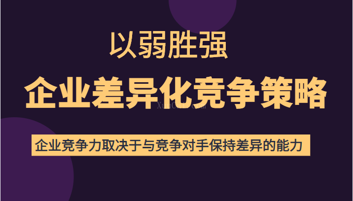 以弱胜强企业差异化竞争策略,与竞争对手保持差异的能力(价值618元)-续财库